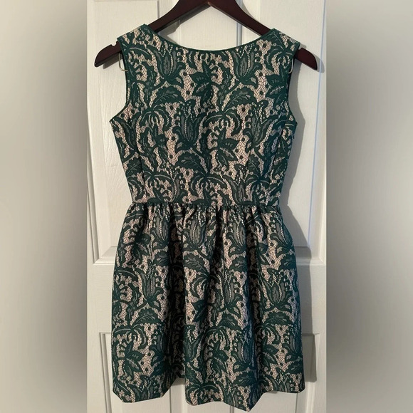 ZARA XS Green Lace Tulip Dress Sleeveless Backless Lined Fit Flare Sheath Boho - Picture 5 of 13